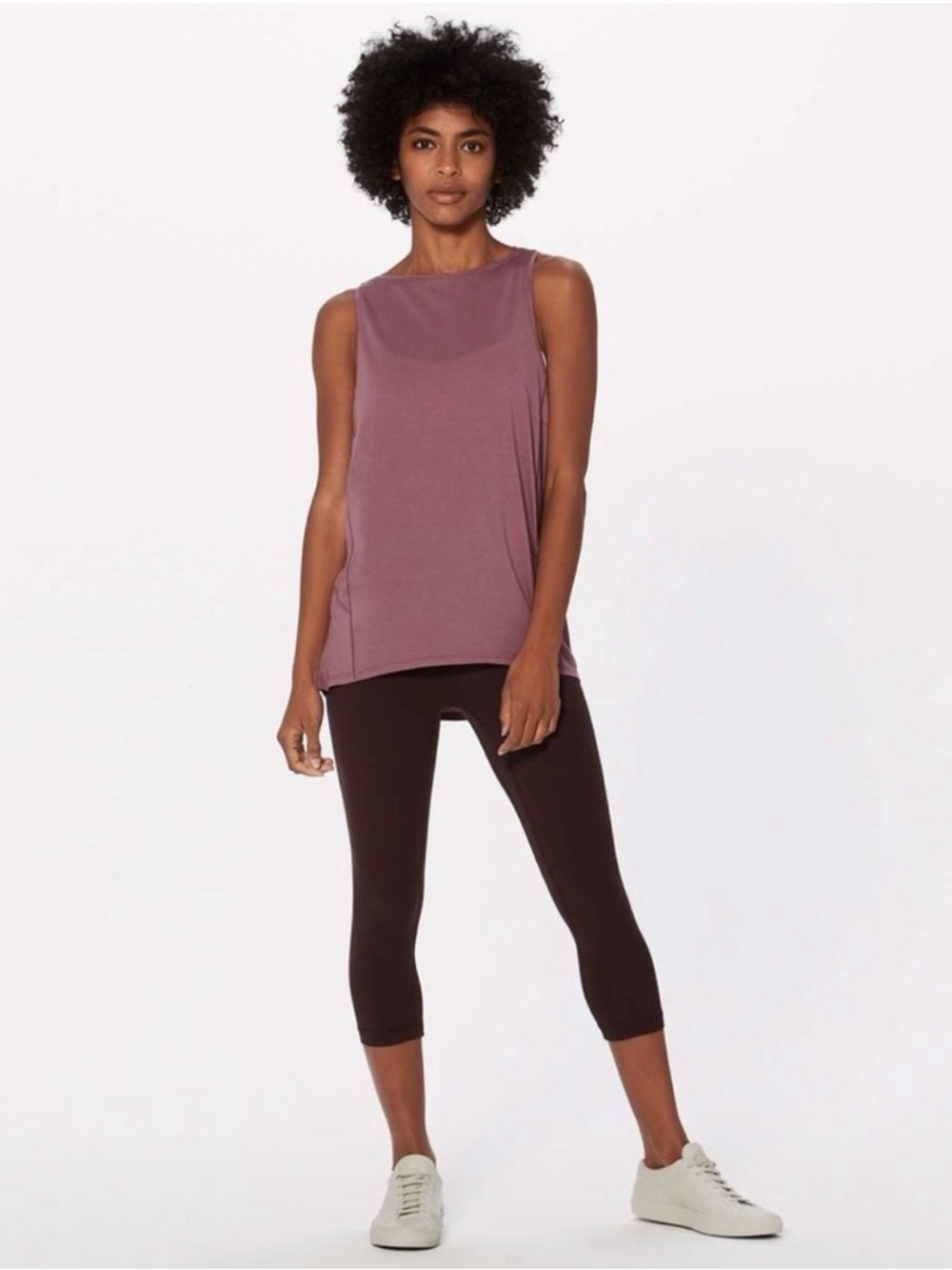Lululemon Back In Action Tank Figue Mauve Pink Pima Activewear Est. Size 4